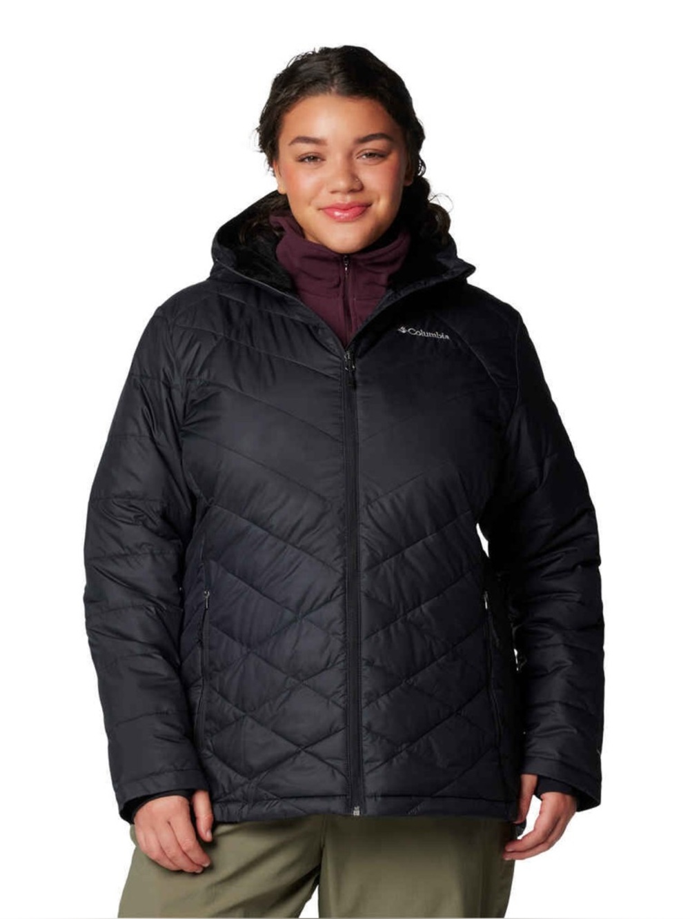 Columbia Women's Heavenly Hooded Jacket Womens Large Omni Heat black coat winter